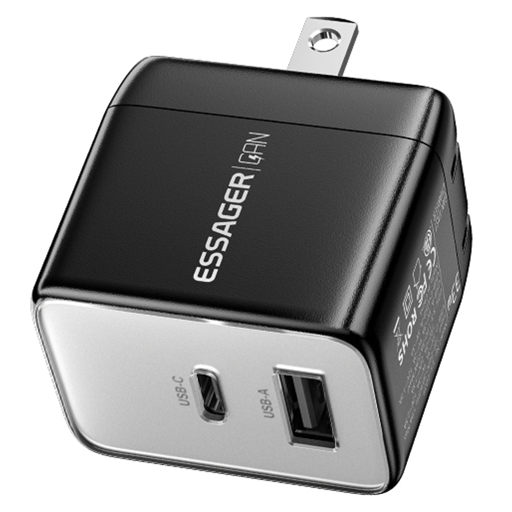 ESSAGER PD 33W Fast Charging Wall Charger USB-A + Type-C Travel GaN Adapter ESSAGER PD 33W Fast Charging Wall Charger USB-A + Type-C Travel GaN Adapter